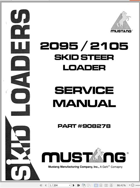 tire pressure 2095 mustang skid steer loader|Mustang Skid Steer Loader 2095 2105 Service Manual 908278.